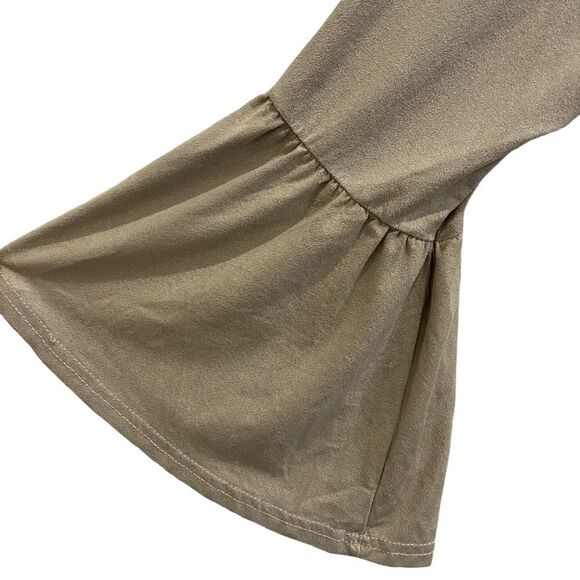 SIMPLY SOUTHERN suede polyester bell sleeved short dress in Tan - sz MEDUIM - Picture 5 of 8